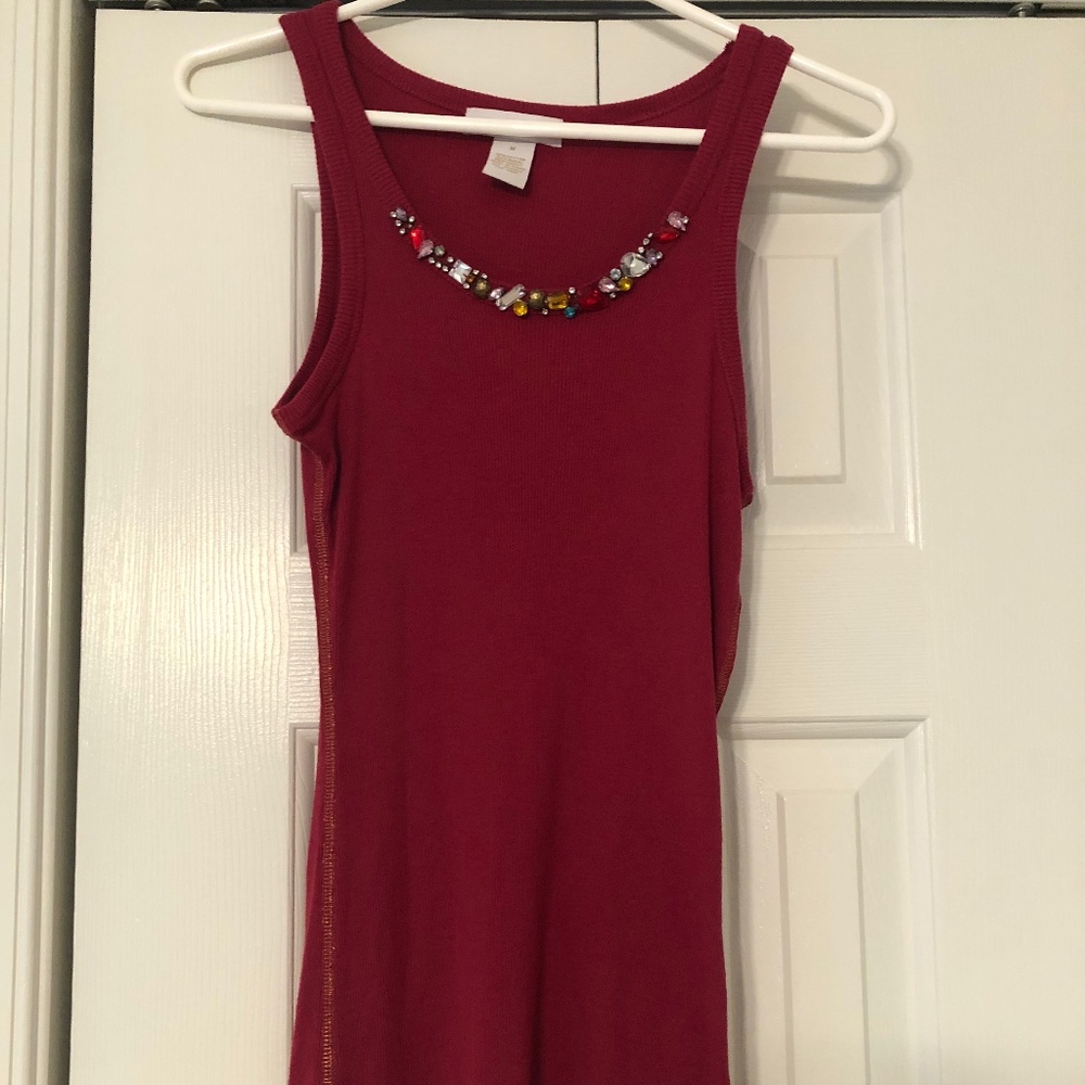 By Artisan Women's Jeweled Top (NEW) Size Medium Cute Different Gems Gold Stitch